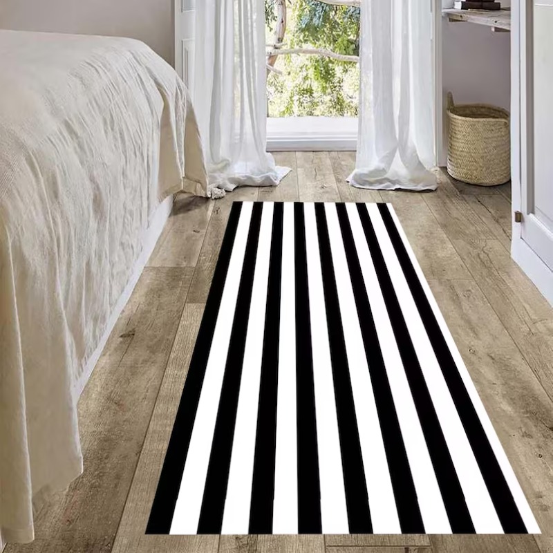 Commercial Kitchen Mats - Karpet Motif Garis Hitam Putih untuk